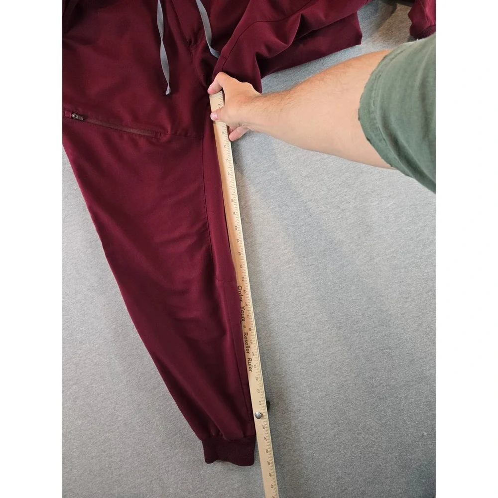 Figs Men's Joggers in Burgundy with Gray Drawstrings - Picture 10 of 14